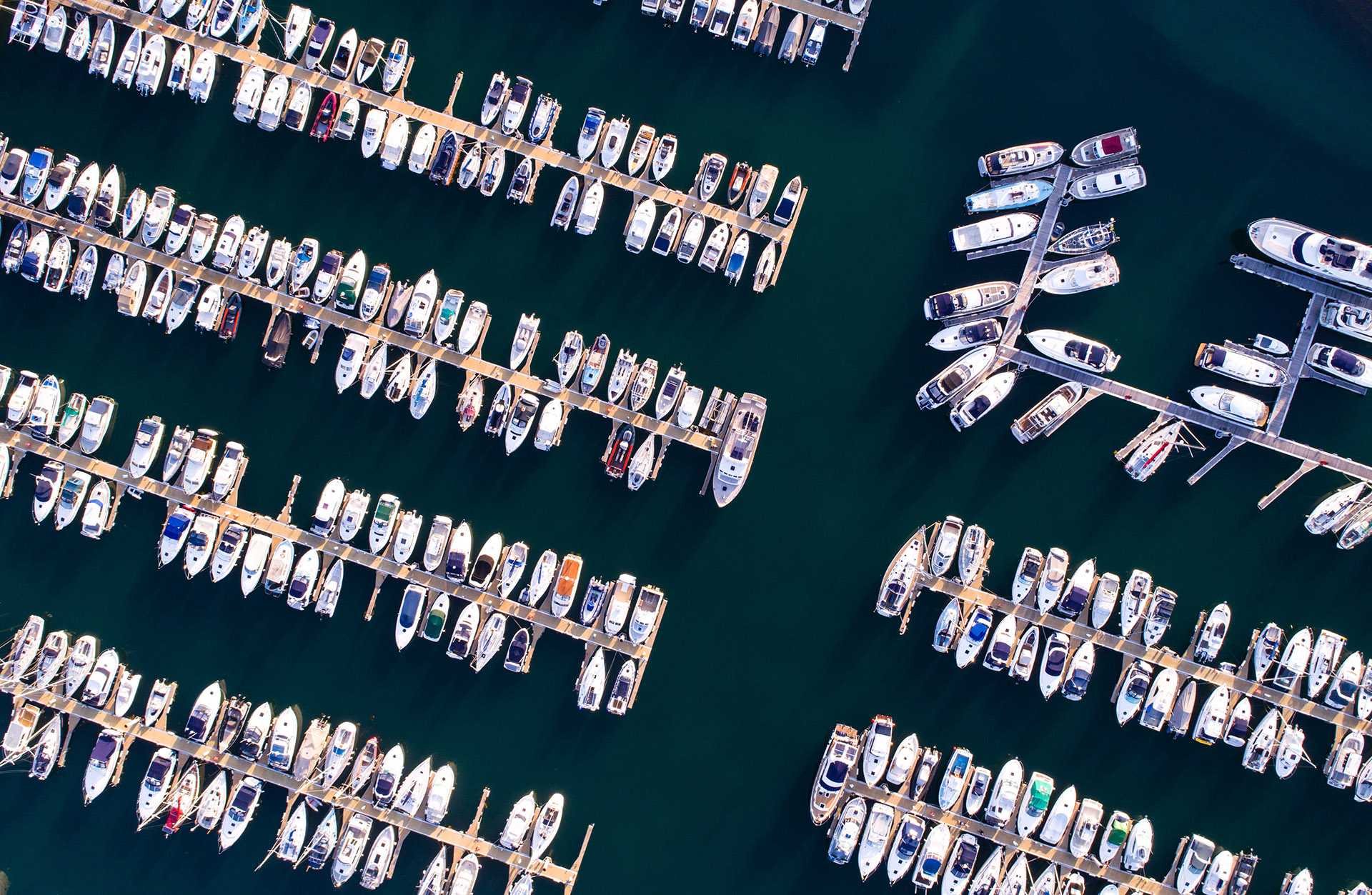 Aerial view of a marina